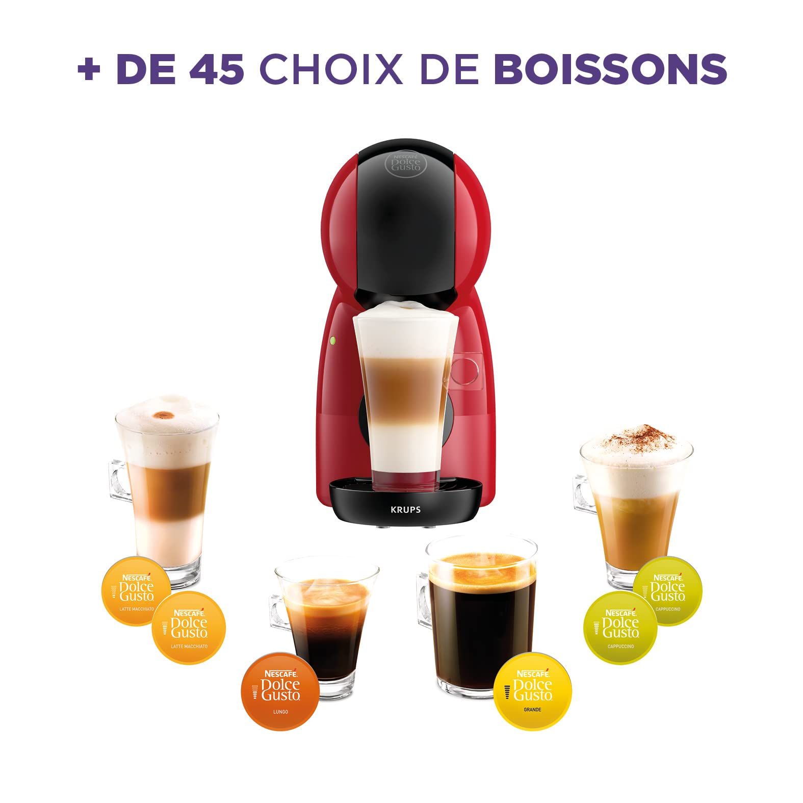 Machine à café capsules, Pression 15 Bars, Cafetière Dosettes Rouge et Noir - Premium Quality