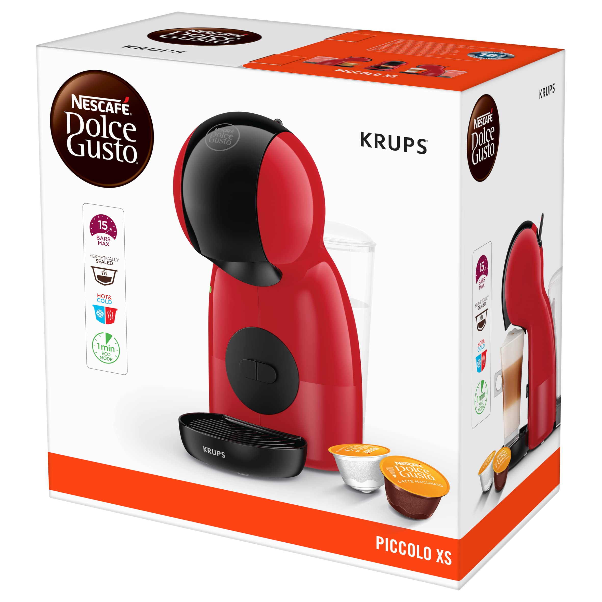 Machine à café capsules, Pression 15 Bars, Cafetière Dosettes Rouge et Noir - Premium Quality