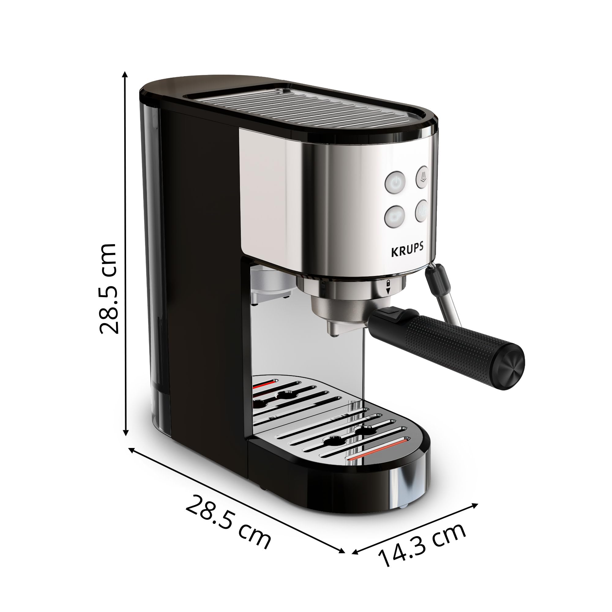 Machine expresso manuelle, design compact, espresso et cappuccino, Silver - Premium Quality