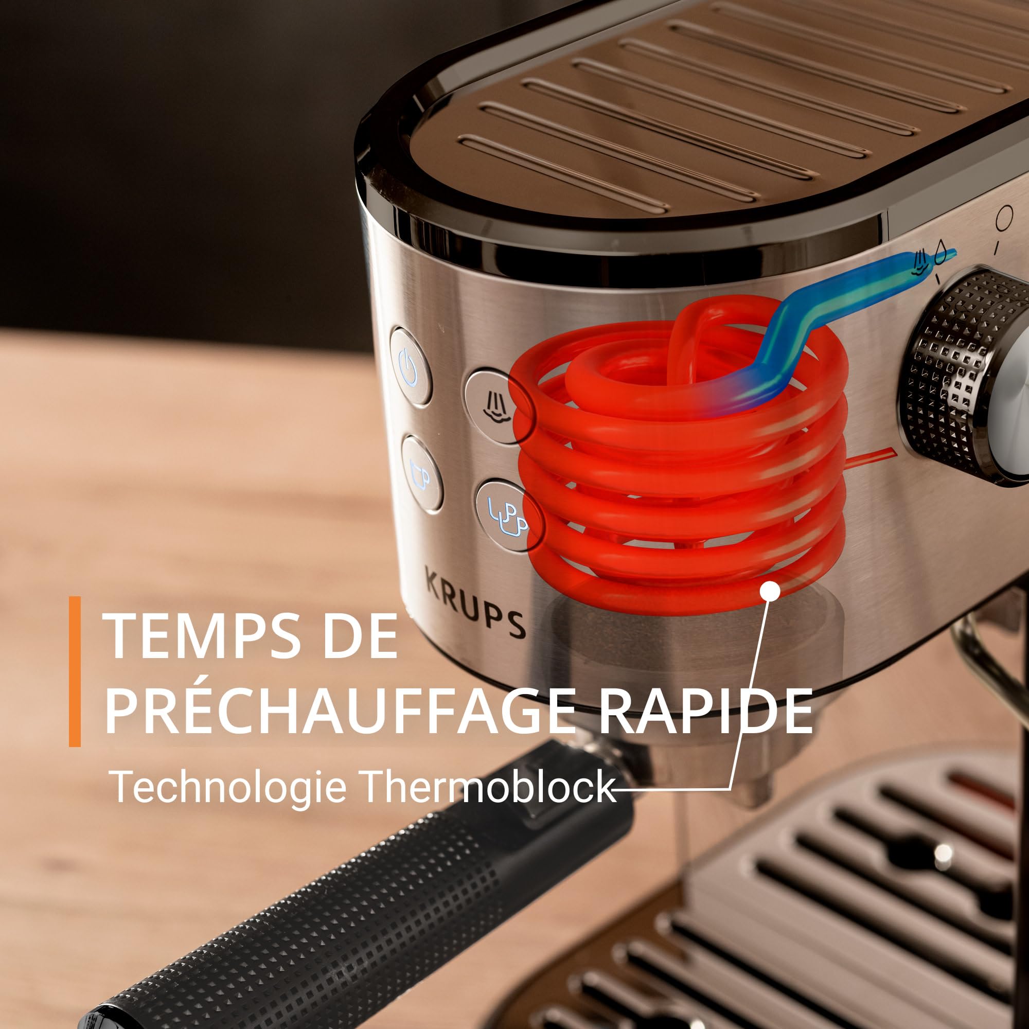 Machine expresso manuelle, design compact, espresso et cappuccino, Silver - Premium Quality