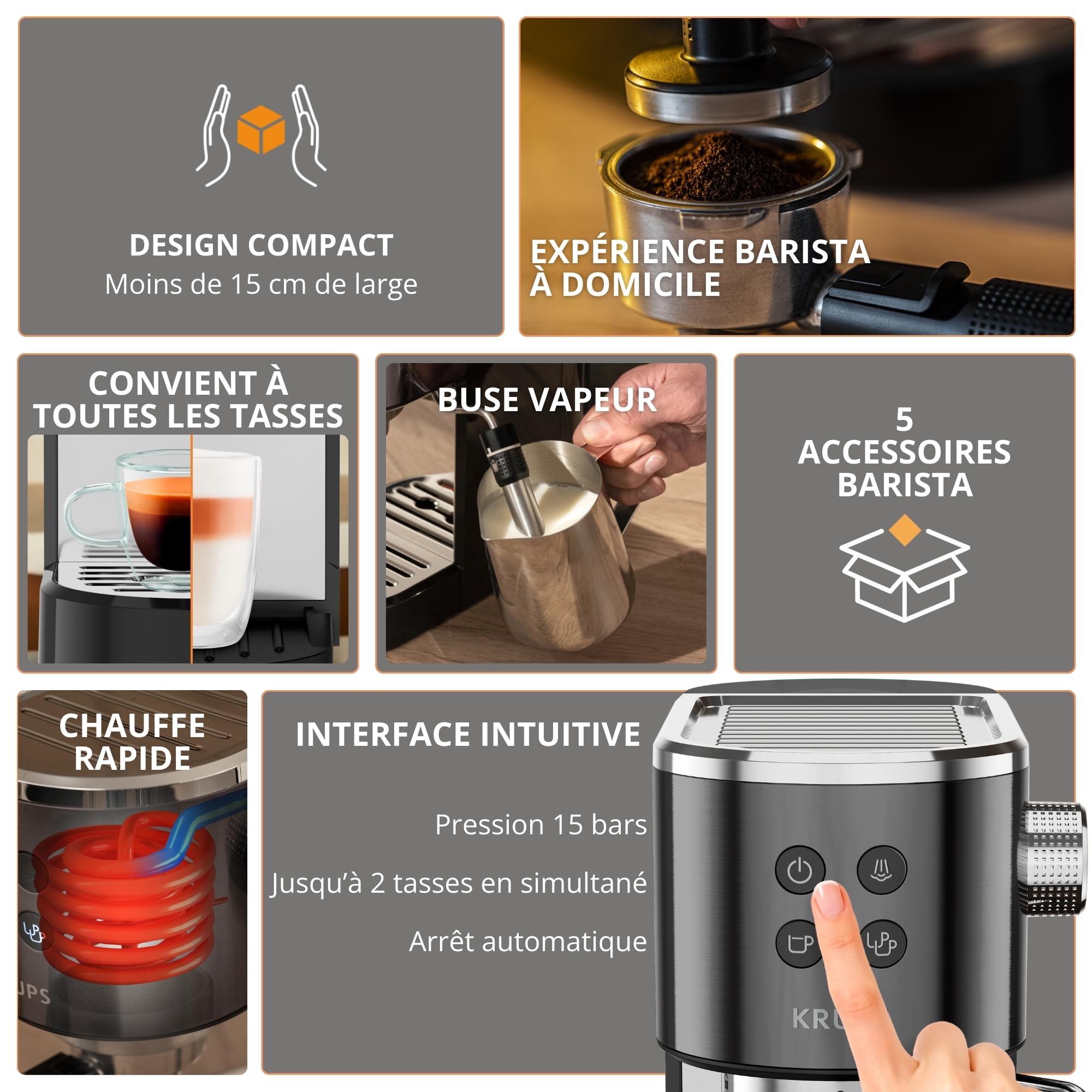 Virtuoso+, Machine expresso manuelle, Café à pompe, Noir - Premium Quality