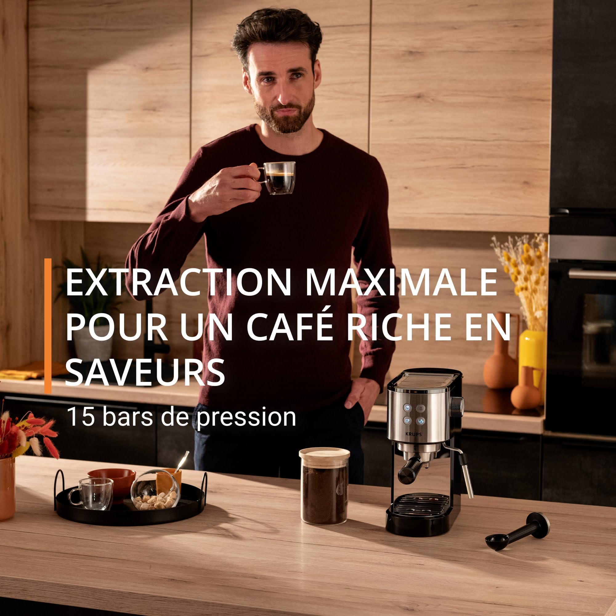 Machine expresso manuelle, design compact, espresso et cappuccino, Silver - Premium Quality